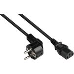 Netzkabel Schutzkontakt-Stecker Typ E+F (CEE 7/7, gewinkelt) an C13 (gerade), schwarz, 1,50 mmÂ², 7,5 (P0130-S075)