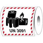 Brady , ADR-LBM-UN3491, B-7610, Verpackungsetiketten - Lithiumbatterie-Markierung, Papier, matt, Schwarz & Rot auf Weiß, 120 x 110 mm, rechteckig, permanent, Beschriftung: UN3491 (1000 Etiketten/Rolle) (237818)