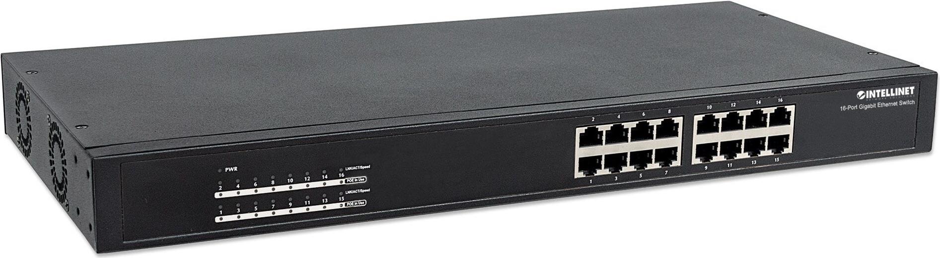 Intellinet 16-Port Gigabit Ethernet PoE+ Switch 16 x 10/100/1000 (PoE+) Schwarz