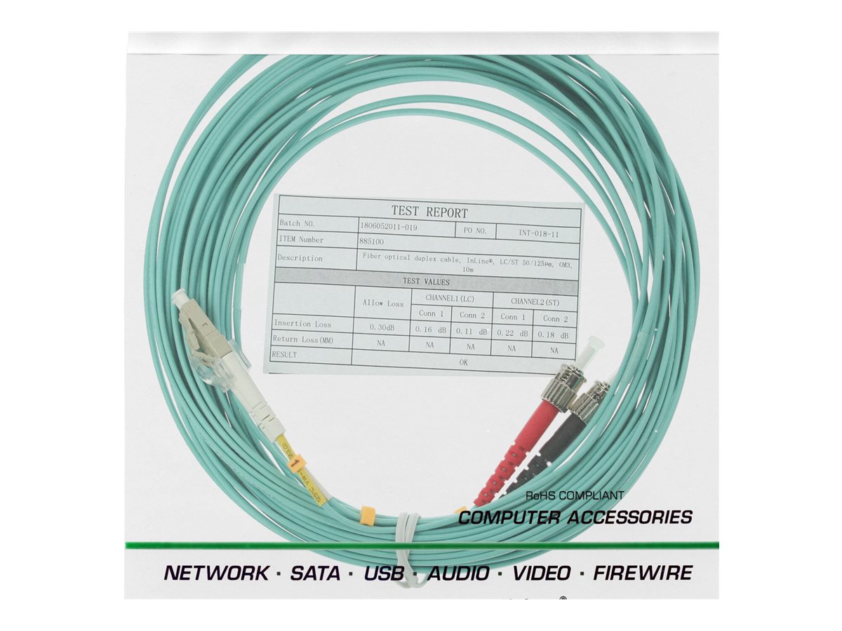 InLine LWL Patch-Kabel LC/ST 50/125µm OM3 3 m Türkis