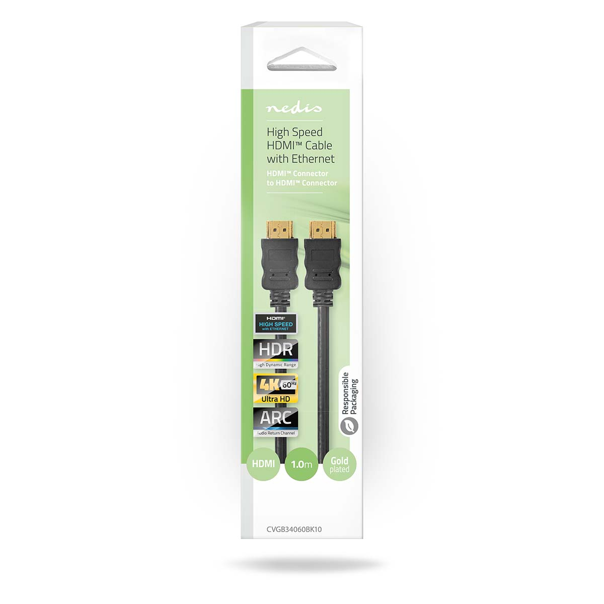 Nedis High Speed HDMI-Kabel mit Ethernet 4K@60Hz 1 m HDMI Typ A Schwarz