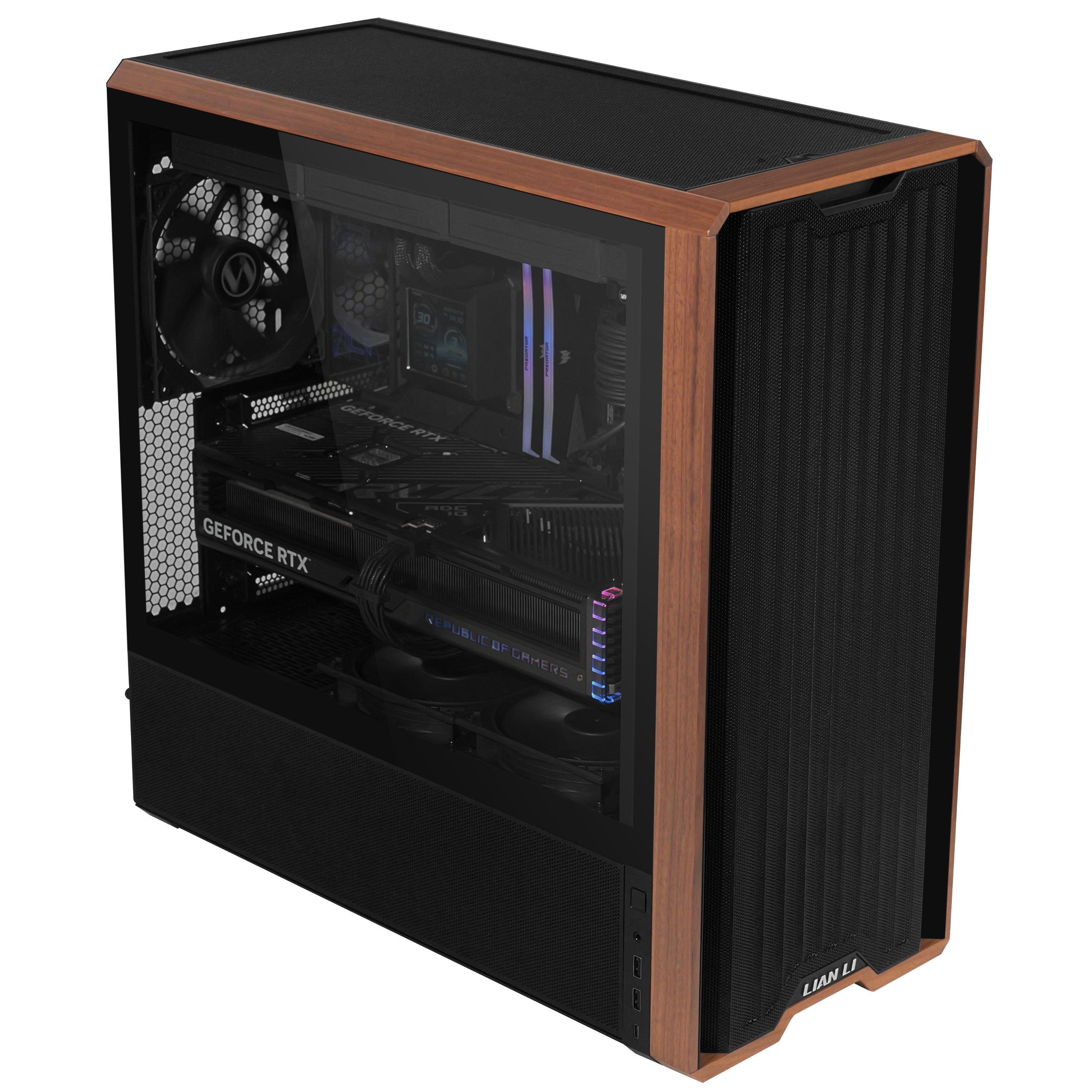 Lian Li Lancool 217 Midi-Tower ATX PC-Gehäuse Tempered Glass Schwarz/Holz