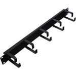 Wirewin 19\" 1HE Kabelführungspanel mit 5 Metallringen, schwarz (KFP-5RING METAL BL)