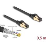 Delock RJ45 Netzwerkkabel Cat.6A Stecker zu Stecker S/FTP schwarz 50 cm mit Cat.7 Rohkabel Industrie und Outdoor tauglich (80247)