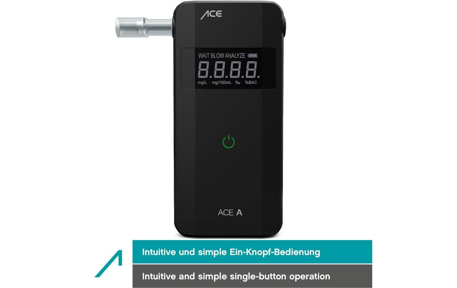 Ace Of Sweden ACE A Alkoholtester 0,00–4,00 ‰ Display Countdown Alarm Schwarz