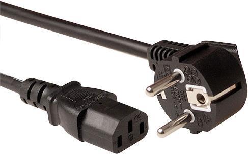 ACT Powercord LSZH mains connector CEE7/7 male (angled) - C13 black 1.00 m. Length: 1 m Powercord schuko-c13 lszh 1.0m (AK5209)