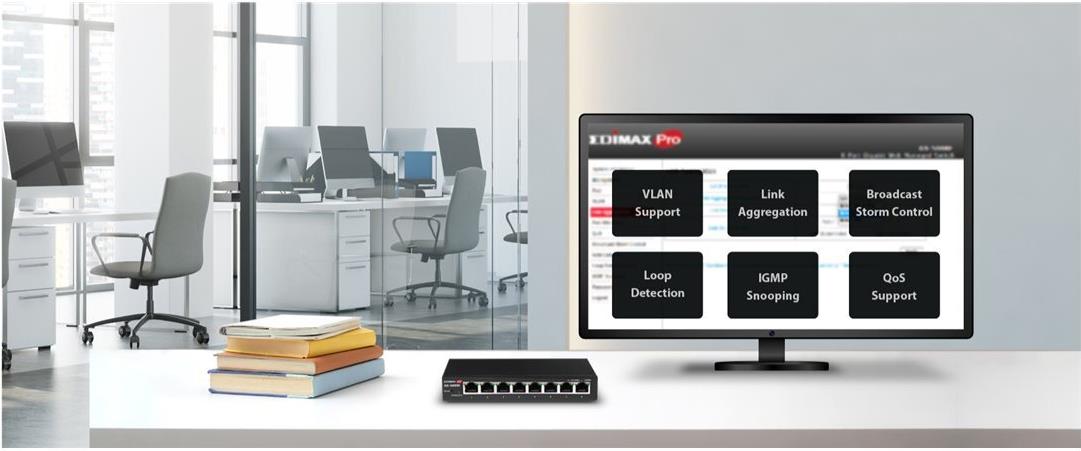 Edimax Pro GS-5008E Gigabit Ethernet Switch 8 Ports Schwarz