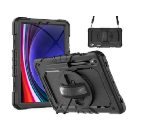 Brodus Bumper Outdoor für Samsung Tab S9 FE EEtransparent/schwarzinkl. Lanyard & DB Logo (YHHODTABS9FELA)