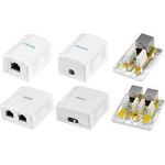 LogiLink Anschlussdose Kat.6A mit Aufputzbox, 2x RJ45, weiß ähnlich RAL 9003, Kat.6A Class EA Channel Link nach ISO/IEC - 1 Stück (NP0097)