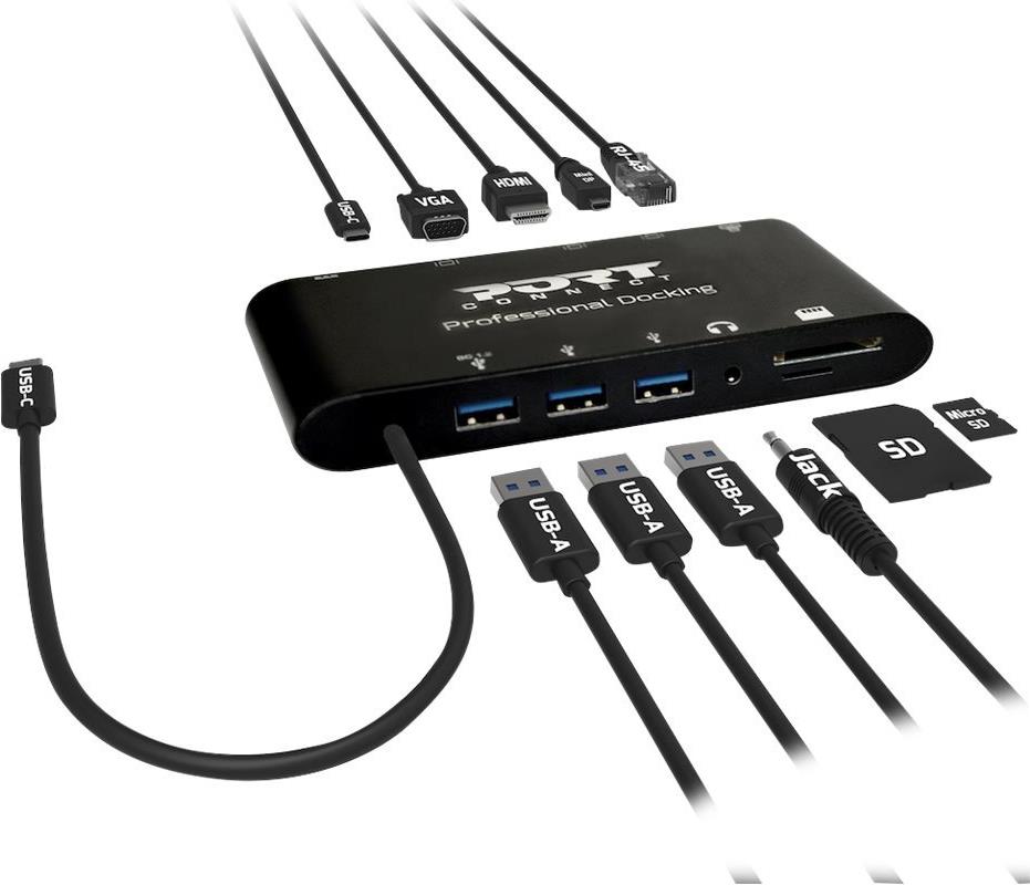 Port Designs PORT connect TRAVEL 1X4K ++ Dockingstation Schwarz