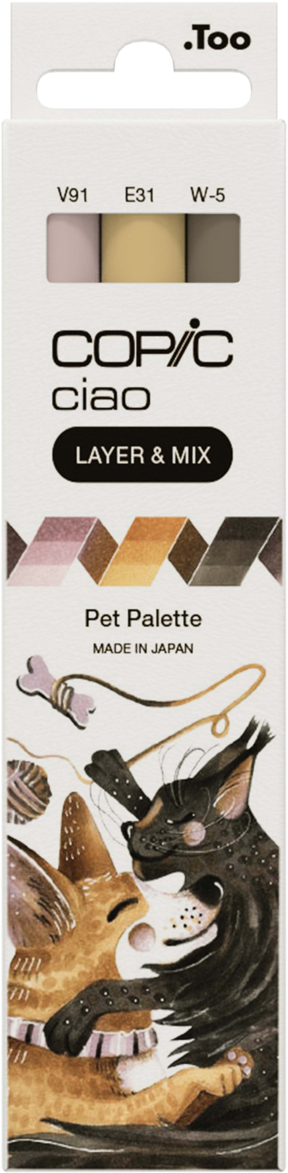 COPIC Ciao Pet Palette Layoutmarker-Set 6 mm Beige, Braun, Blasspink