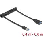 Delock USB 5 Gbps Spiralkabel Typ-A Stecker zu Buchse 0.4 m bis 0.6 (90367)