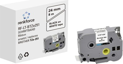 Schriftband Renkforce RF-LT-BTZe251 Kompatibel ersetzt Brother TZe-251 24 mm Bandfarbe: Weiß Schriftfarbe: Schwarz 8 m (RF-6027530)