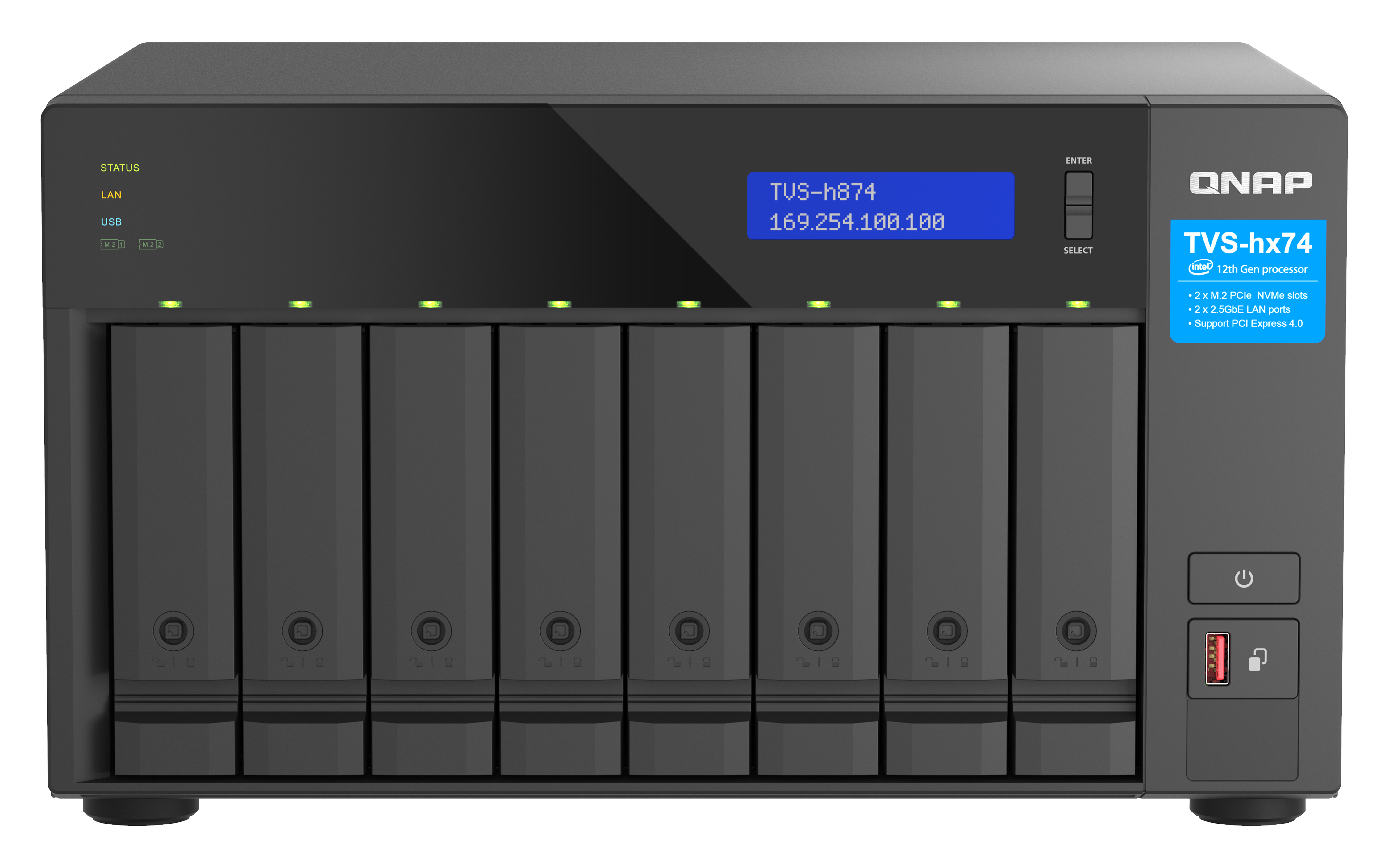 QNAP TVS-h874T NAS-Server Intel Core i9 64 GB RAM Schwarz