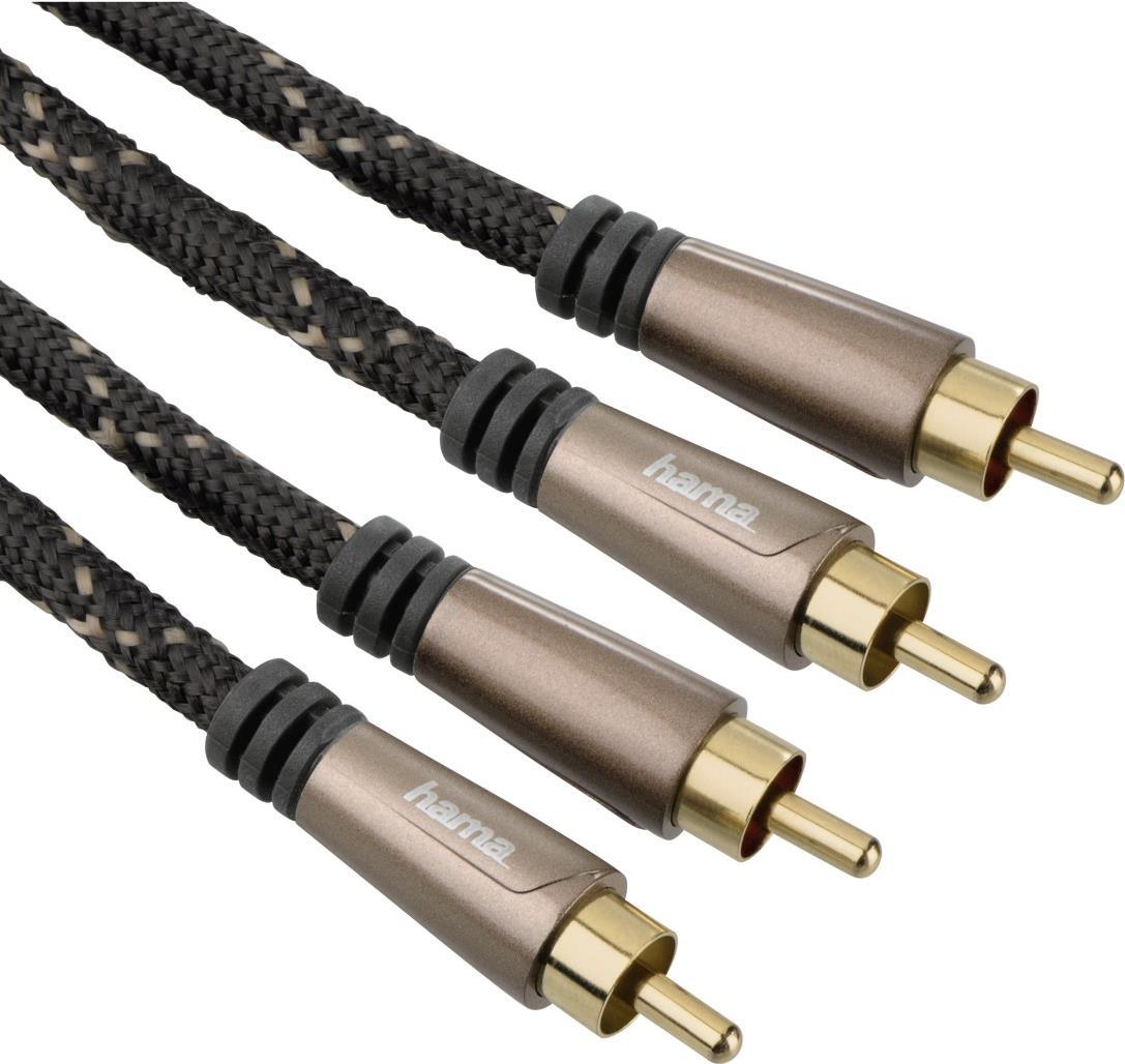 Hama Audio-Kabel, 2 Cinch-Stecker - 2 Cinch-Stecker, Metall, vergoldet, 1,5 m (00122292)