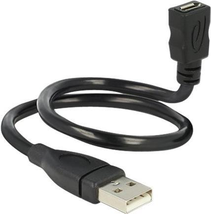 DeLOCK ShapeCable - USB-Verlängerungskabel - 5-polig Micro-USB Typ B (W) bis USB (M) - 35cm - Schwarz (83921)