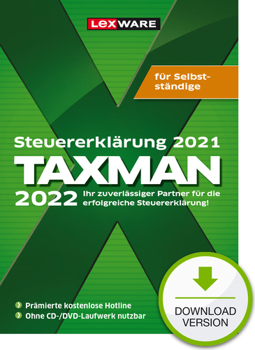 Lexware TAXMAN 2022 Für Selbstständige Lizenz 1 Benutzer, bis zu 5 Steuererklärungen Download ESD Win Deutsch (08830 2008)  - Onlineshop JACOB Elektronik