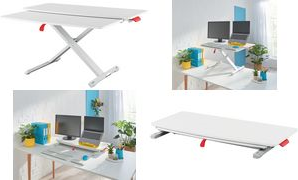 LEITZ Sitz-Steh Workstation Ergo Cosy, ausziehbar, hellgrau ausziehbare Tastatur- & Mausablage, pneumatisch unterstützte - 1 Stück (6532-00-85)