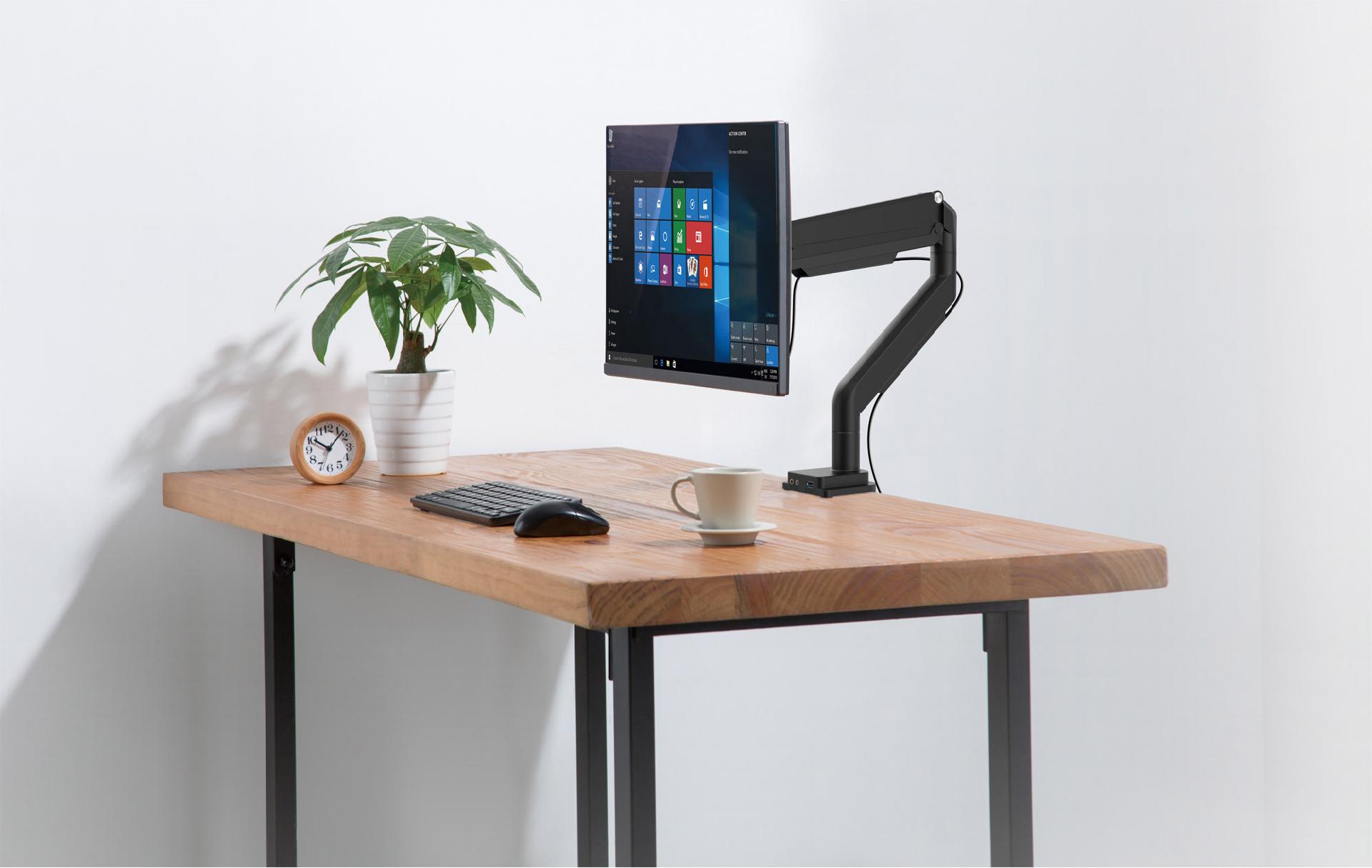 InLine Tischhalterung mit Lifter und USB/Audio für Monitore 17"-32" max. 9 kg Schwarz