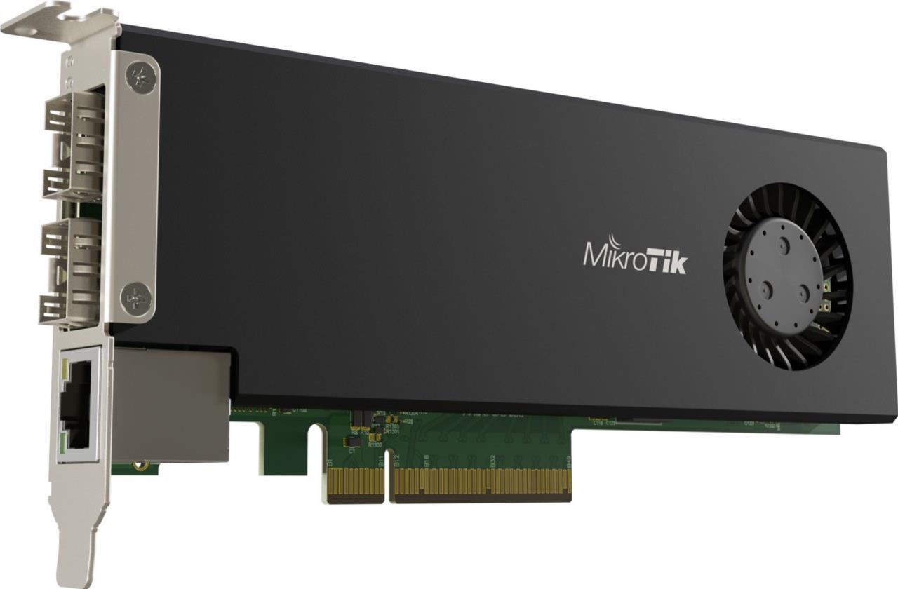 MikroTik Cloud Core Router PCIe-Karte mit 4-Core CPU, 2x 25GB SPF28, 1x 1GB, 4GB RAM Ethernet Router (CCR2004-1G-2XS-PCIE)