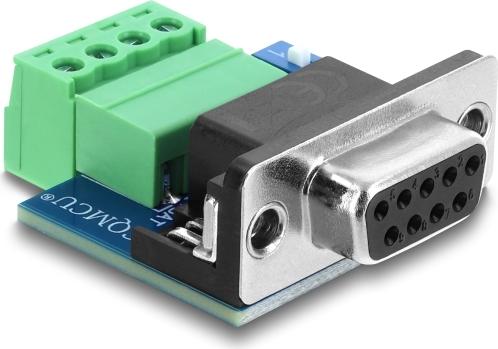 Delock D-Sub 9 Pin Buchse zu 4 Pin Terminalblock Adapter mit DIP-Schalter und 120 Ohm Abschlusswiderstand für CAN / LIN (91294)