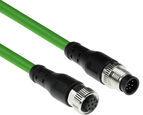 ACT Industrial 3.00 meters Sensor cable M12A 8-pin male to M12A 8-pin female, Ultraflex TPE cable, shielded (SC3802)