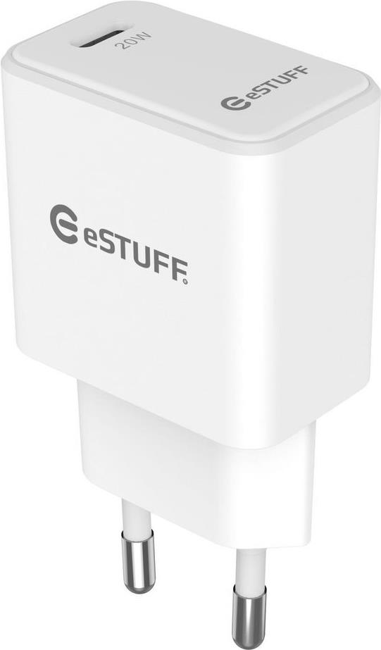 eSTUFF USB-C Charger EU PD 20W. 1 x USB-C. White (ES635028-BULK)