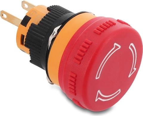 Delock Pilzkopf Taster zum Einbau 16 mm 2 x Lötanschluss Kunststoff 26 mm Ø (22120)