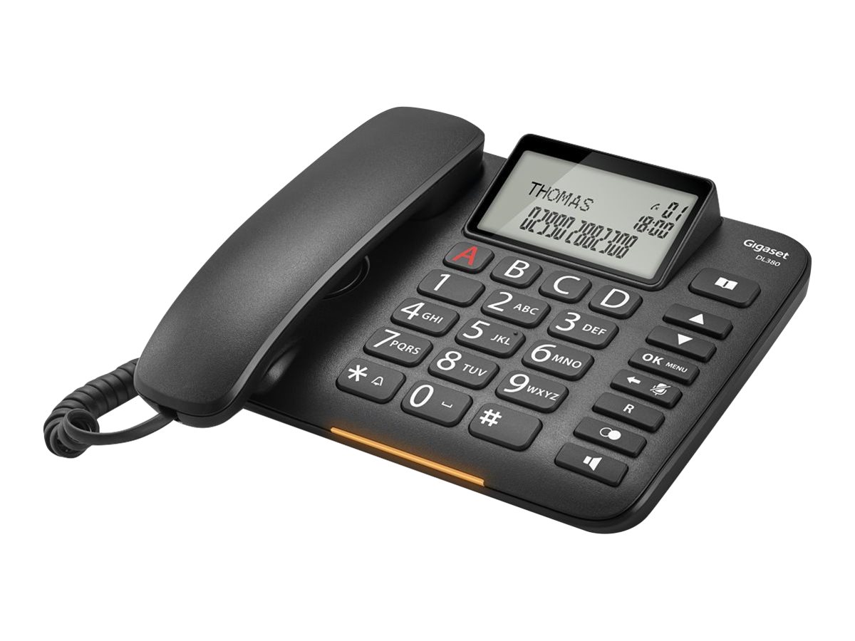 Gigaset DL380 Analoges Telefon mit Schnur Schwarz
