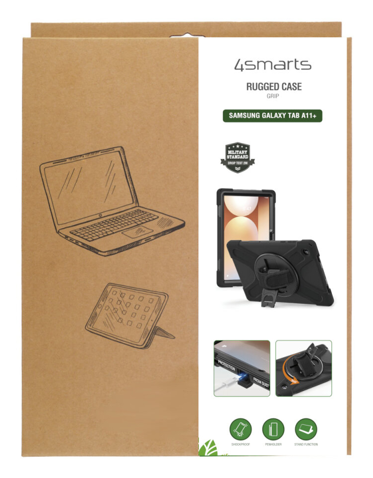 4smarts Rugged Case Grip für Samsung Galaxy Tab A11+ Schwarz