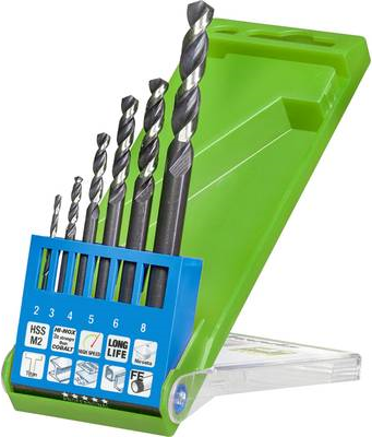 kwb 258806. Vorgesehene Verwendung: Bohrer, Bohrerart: Bohrerbit-Set, Rotating Richtung: Drehung der rechten Hand. Verpackungsart: Hängende Kiste. Anzahl der Bohrer-Bits: 6 Stück(e) (258806)