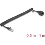 Delock RJ45 Spiralkabel Stecker zu Buchse Cat.5e UTP 0.5 m bis 1 schwarz (90668)