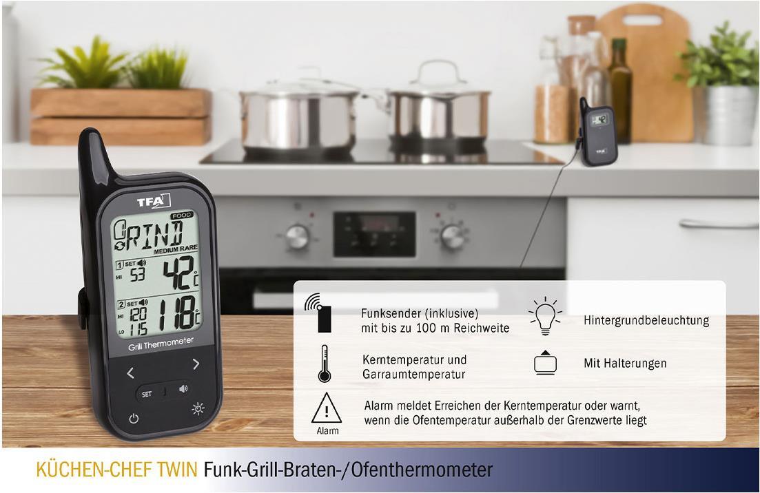 TFA-Dostmann KÜCHEN-CHEF TWIN Essensthermometer Digital 0 - 300 °C (14.1511.01)