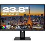 JAPANNEXT Monitor 23,8" IPS Full HD (1920x1080) | HDR | USB-C-Ladefunktion (65W) Höhen- und Neigungsverstellung (HSP) Integrierte Lautsprecher | G-Sync/FreeSync (JN-IPS2382FHDR-HSP)