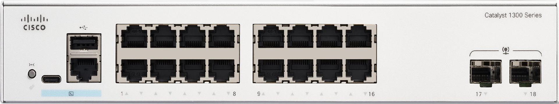Cisco Catalyst 1300-16T-2G Managed Switch L3 16x GE 2x SFP Rack-montierbar Weiß