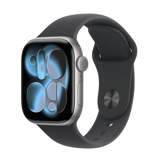 Apple Watch Series 11 GPS 42mm Space Grey Aluminiumgehäuse mit Black Sport Band M/L