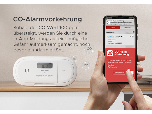 X-Sense XC04-WX Kohlenmonoxid-Melder Wi-Fi Kabellos Weiß