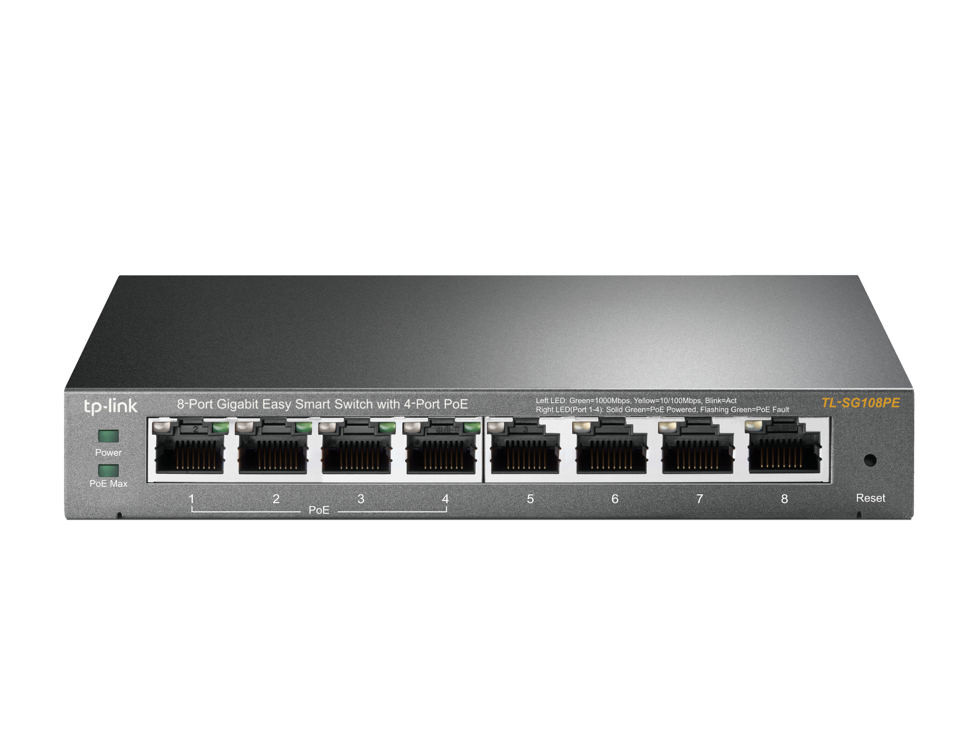 TP-Link Easy Smart TL-SG108PE 8-Port Gigabit PoE+ Switch Schwarz
