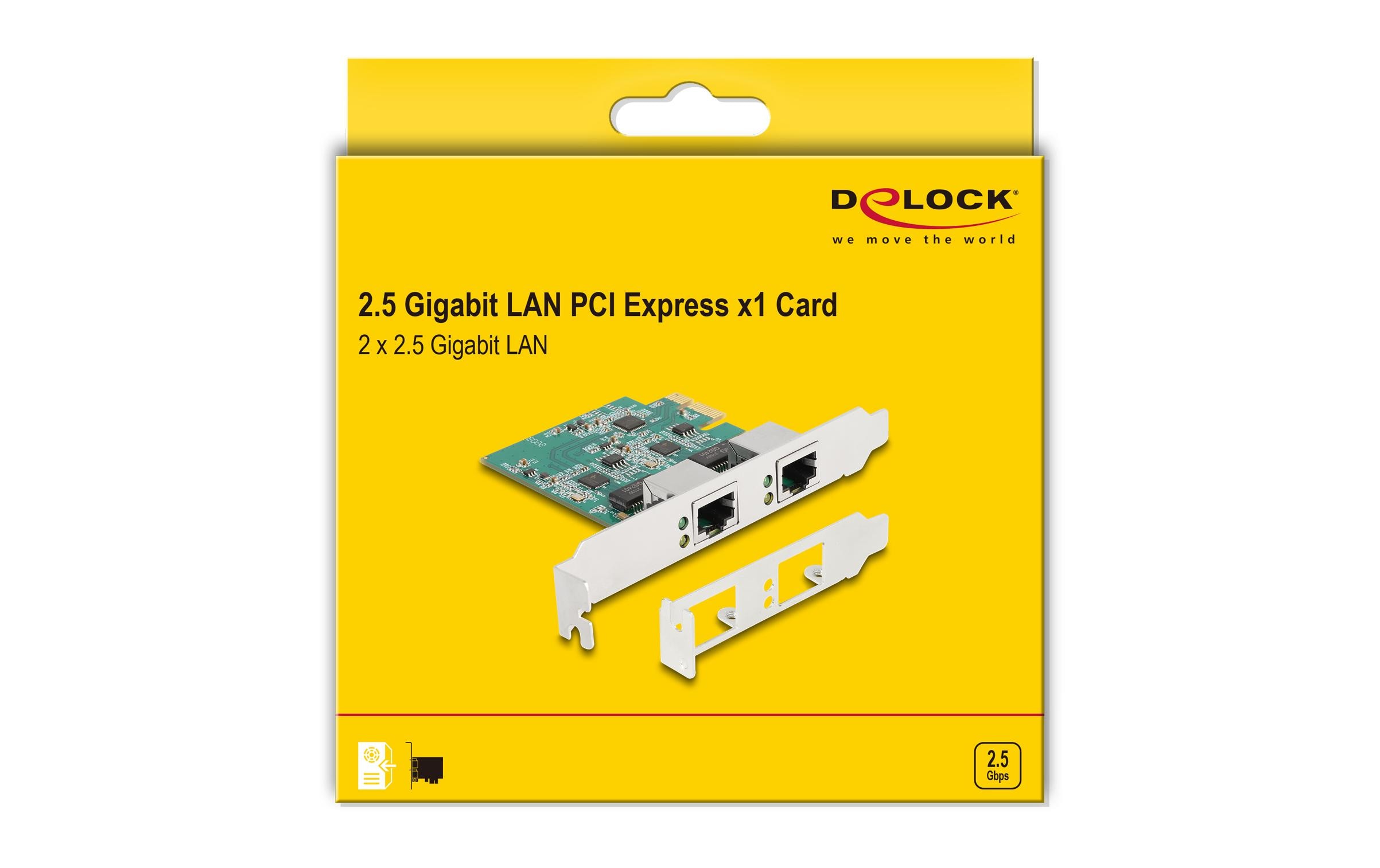 Delock 88101 Netzwerkkarte 2 x RJ45 2.5 Gbit/s PCIe 2.1 x1 Weiß