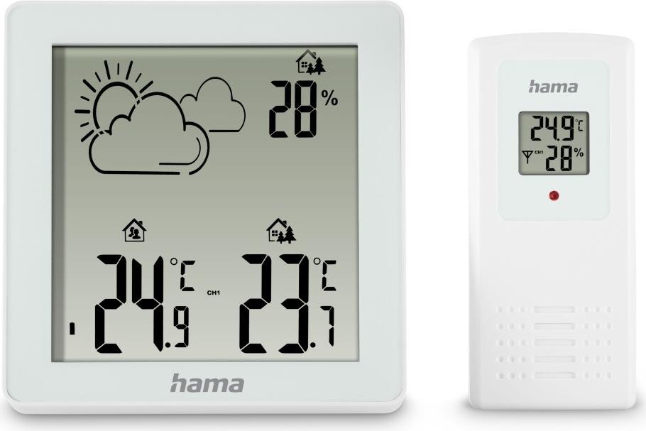 Hama Wetterstation Zakynthos, Thermometer, Hygrometer, mit Außensensor, Weiß (00222234)