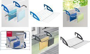 metaltex Heizungs- & Balkon-Wäschetrockner Bries, weiß/blau Material: Metall beschichtet, aufklappbares Gitter, - 1 Stück (405812080)