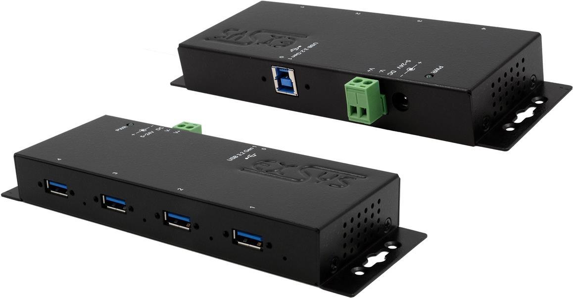 EXSYS GmbH 4-Port USB 3.2 Gen 1 Metall HUB mit 15KV ESD Überspannungsschutz, A-Buchsen (EX-1184HMVS-2)