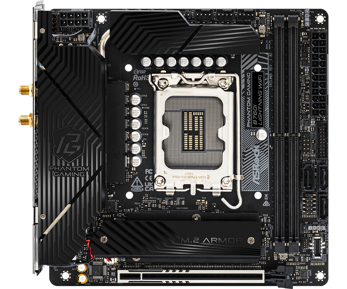 ASRock Phantom Gaming B760I Lightning WiFi Mini-ITX LGA1700 DDR5 Schwarz