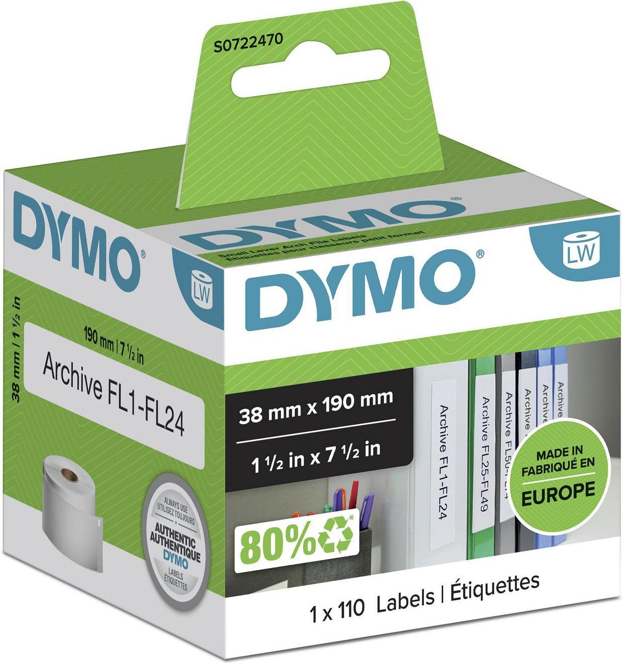 DYMO LabelWriter Ordneretiketten 190 x 38 mm Weiß
