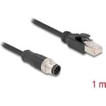 Delock M12 Kabel A-kodiert 8 Pin Stecker zu RJ45 PVC 1 m (80809)