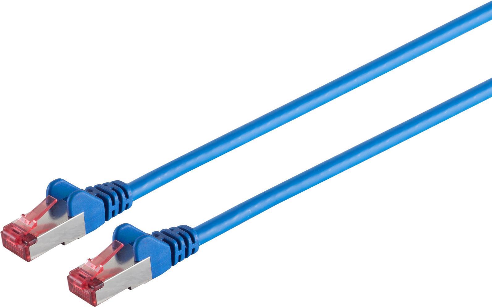 S-CONN Netzwerkkabel-Patchkabel, cat 6A, S/FTP, PIMF, Halogenfrei, GHMT-ZERTIFIZIERT, blau, 0,5m (75