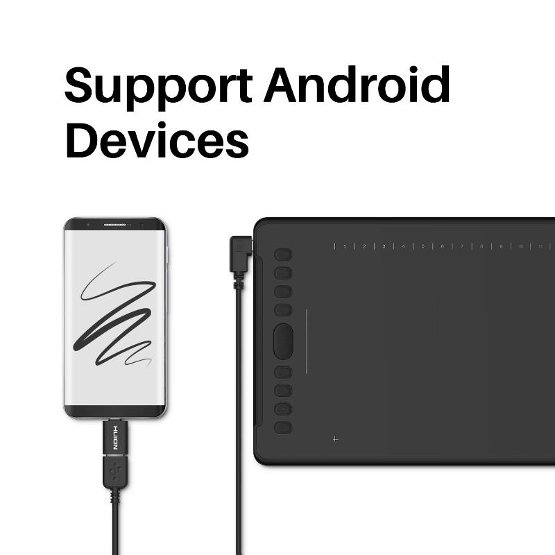 HUION H1161 Grafiktablett 5080 lpi 279,4 x 174,6 mm USB Typ-C Schwarz