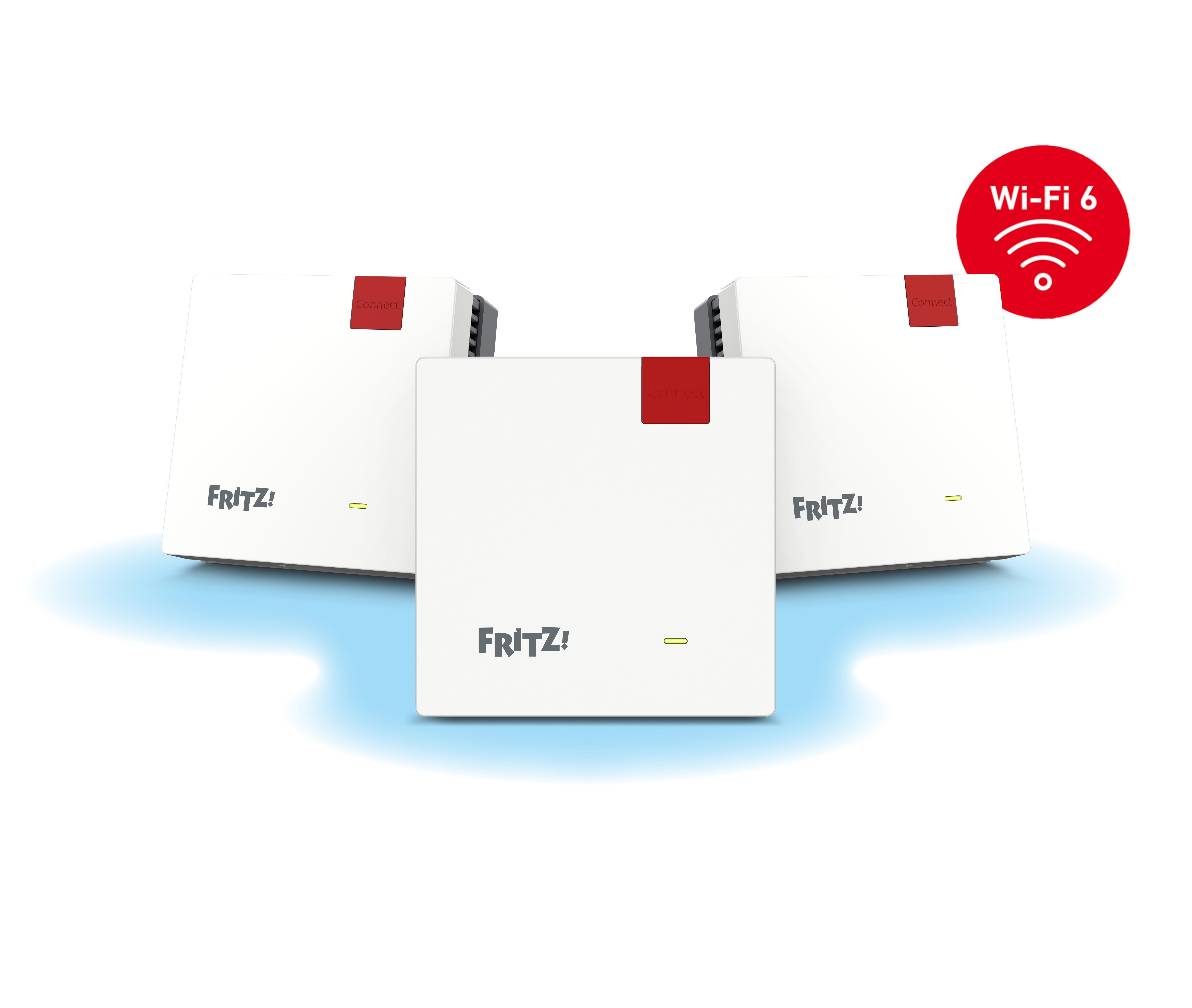 FRITZ! Mesh Set 1600 3-Pack Wi-Fi 6 3000 Mbit/s Rot, Weiß