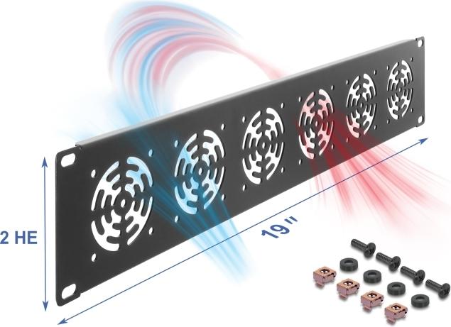 Delock 19? 2 HE Rackblende für 6 Lüfter 60 x 60 mm dunkelgrau (67415)