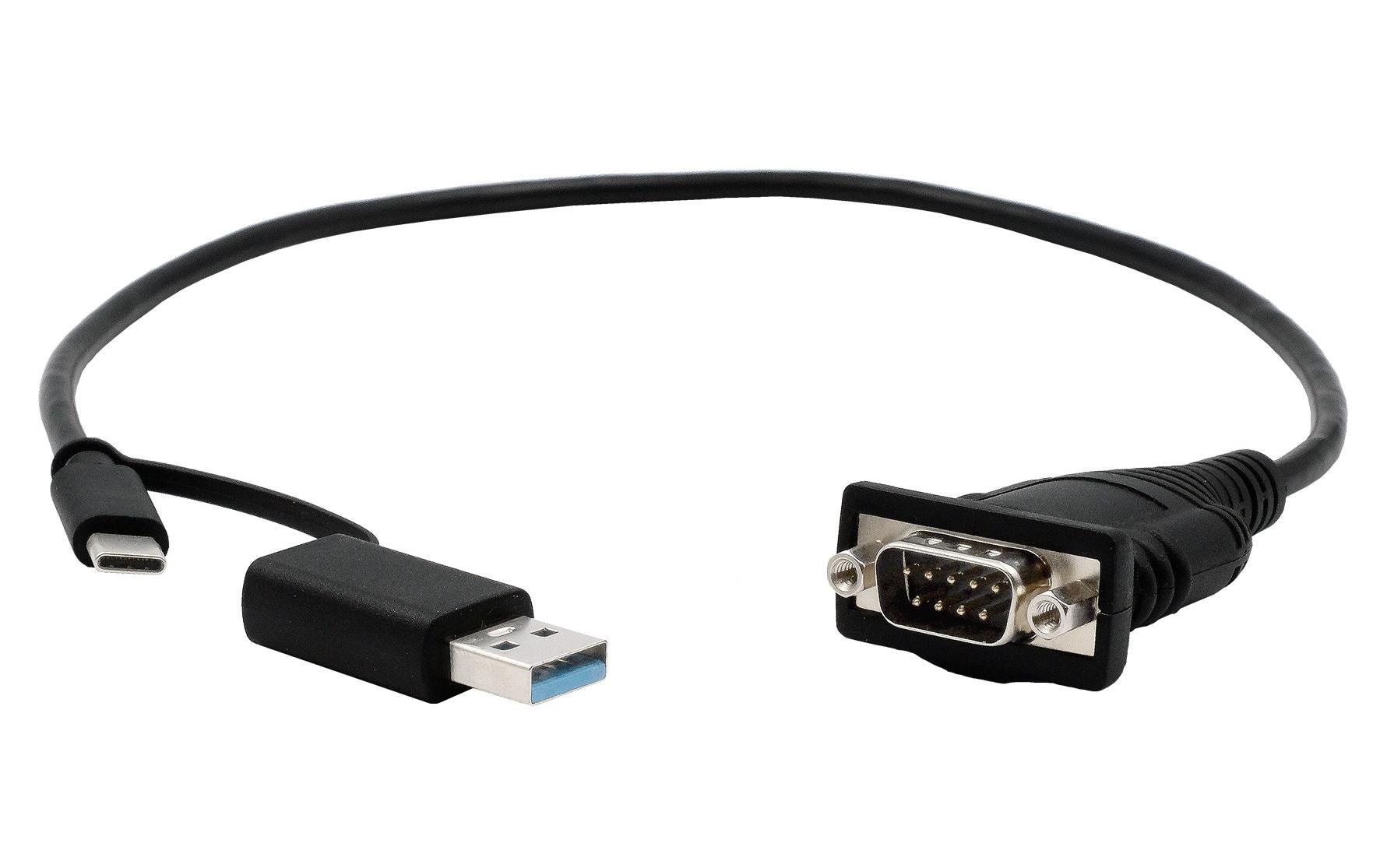 Exsys EX-23001 Serien-Kabel USB-A/USB-C zu DB-9 (RS-232), 0,5 m, Schwarz
